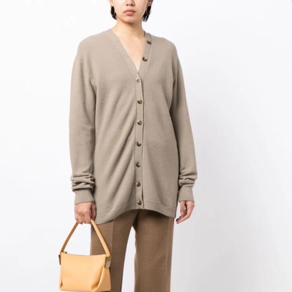 NWT Lauren Manoogian V-Neck Merino Wool-Blend Cardigan stoneware Sz 2 / M